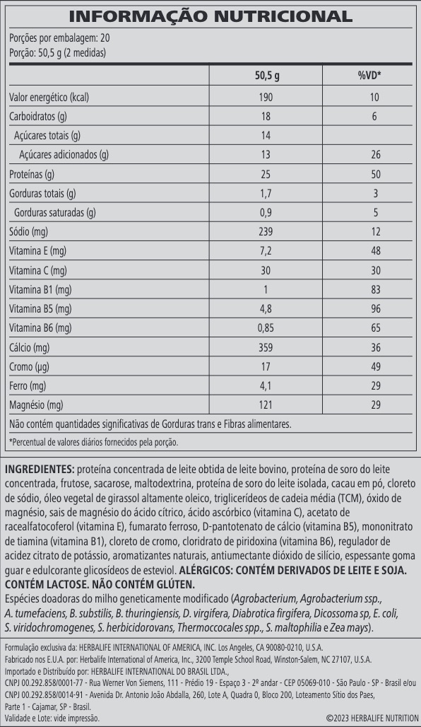 Herbalife24 Hours Tri-Core Protein Blend Chocolate 1010 g - Imagem 2