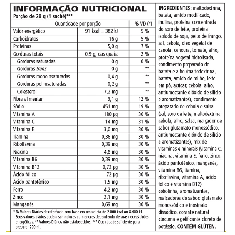 Sopa Instantânea Frango com Legumes 7 Sachês por Caixa - 196g (28g Cada) - Imagem 2